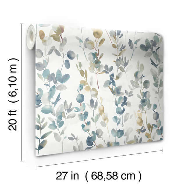joyful-eucalyptus-premium-peel-stick-wallpaper-navy-york-wallcoverings-psw1431rl - York Wallcoverings Wallpaper
