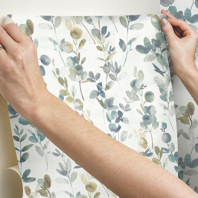 joyful-eucalyptus-premium-peel-stick-wallpaper-navy-york-wallcoverings-psw1431rl - York Wallcoverings Wallpaper