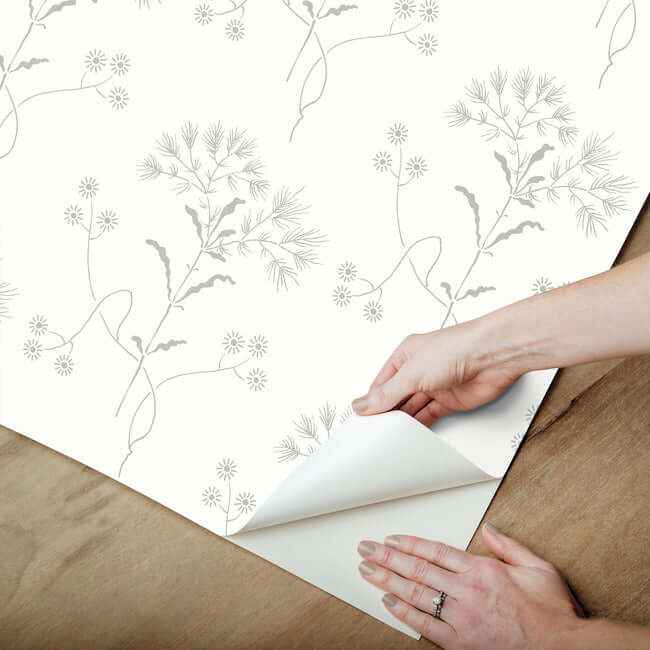Wildflower Grey Wallpaper - York Wallcoverings - PSW1502RL - York Wallcoverings Wallpaper