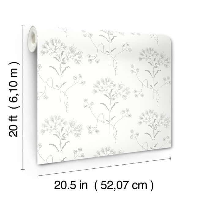 wildflower-grey-wallpaper-york-wallcoverings-psw1502rl - York Wallcoverings Wallpaper