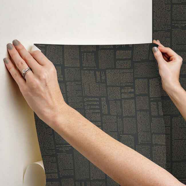 Crafted Editorial Black & Gold Metallic Wallpaper - York Wallcoverings - PSW1496RL - York Wallcoverings Wallpaper