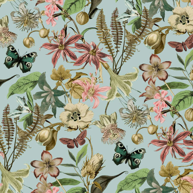 butterfly-house-sky-blue-wallpaper-york-wallcoverings-bl1725 - York Wallcoverings Wallpaper