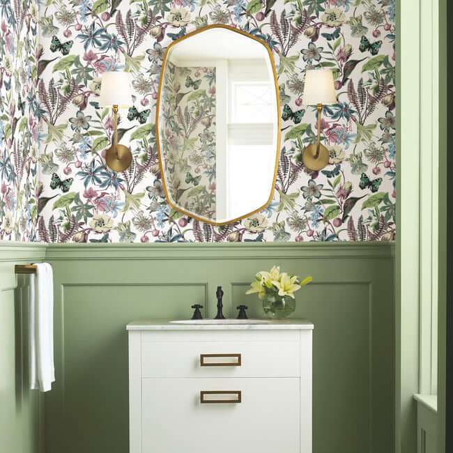butterfly-house-white-fuchsia-wallpaper-york-wallcoverings-bl1721 - York Wallcoverings Wallpaper