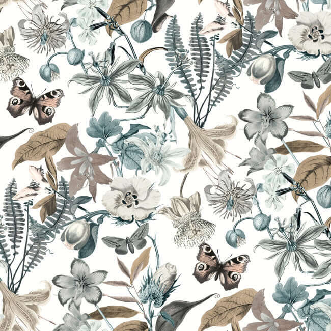 butterfly-house-white-blue-wallpaper-york-wallcoverings-bl1722 - York Wallcoverings Wallpaper
