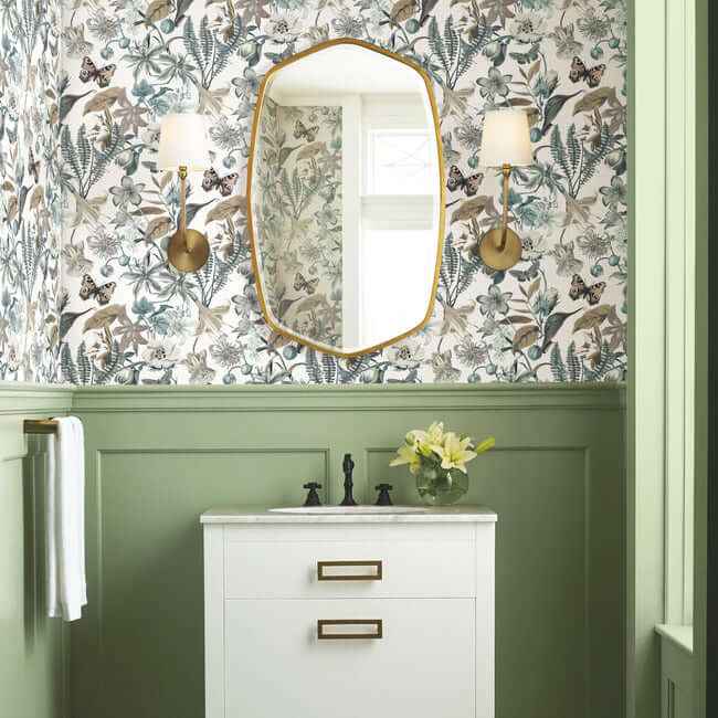 Butterfly House White & Blue Wallpaper - York Wallcoverings - BL1722 - York Wallcoverings Wallpaper