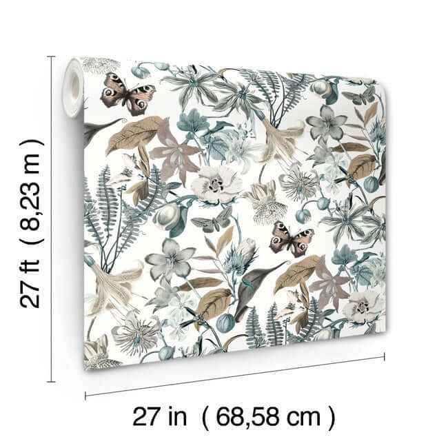 Butterfly House White & Blue Wallpaper - York Wallcoverings - BL1722 - York Wallcoverings Wallpaper