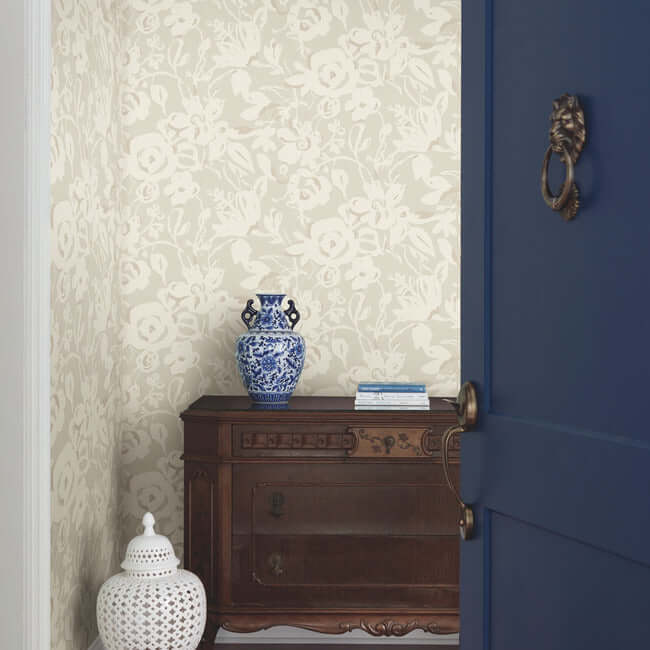 brushstroke-floral-taupe-wallpaper-york-wallcoverings-bl1735 - York Wallcoverings Wallpaper