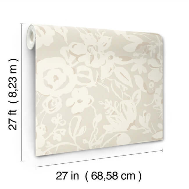 brushstroke-floral-taupe-wallpaper-york-wallcoverings-bl1735 - York Wallcoverings Wallpaper