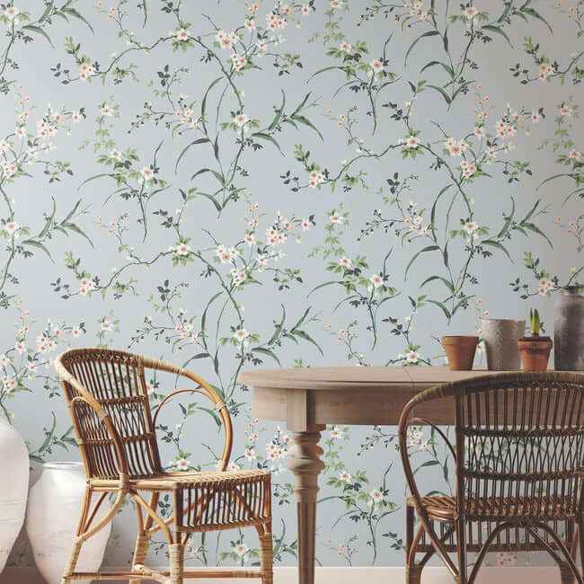 Blossom Branches Light Grey Wallpaper - York Wallcoverings - BL1743