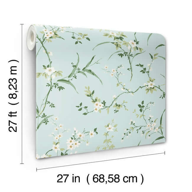 blossom-branches-spa-blue-wallpaper-york-wallcoverings-bl1742 - York Wallcoverings Wallpaper