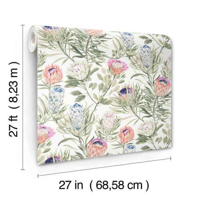Protea White & Fuchsia Wallpaper - York Wallcoverings - BL1752 - York Wallcoverings Wallpaper
