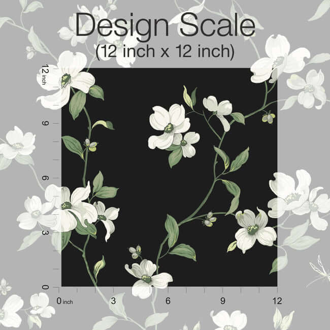 dogwood-black-wallpaper-york-wallcoverings-bl1764 - York Wallcoverings Wallpaper