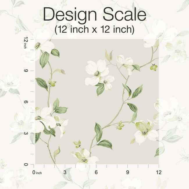 Dogwood Light Grey Wallpaper - York Wallcoverings - BL1762 - York Wallcoverings Wallpaper