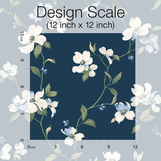 Dogwood Navy Wallpaper - York Wallcoverings - BL1761 - York Wallcoverings Wallpaper