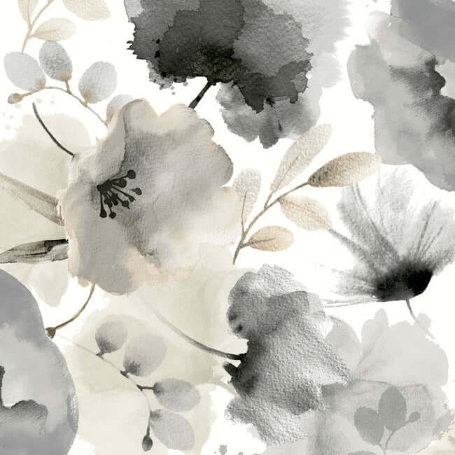 watercolor-bouquet-charcoal-wallpaper-york-wallcoverings-bl1771 - York Wallcoverings Wallpaper