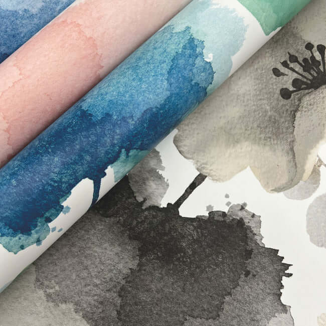 watercolor-bouquet-cobalt-wallpaper-york-wallcoverings-bl1773 - York Wallcoverings Wallpaper