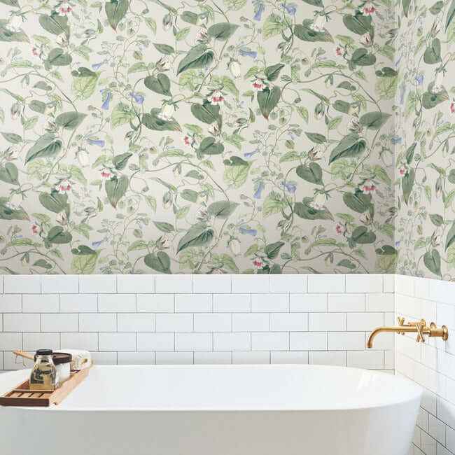 Moon Flower Light Taupe Wallpaper - York Wallcoverings - BL1713 - York Wallcoverings Wallpaper