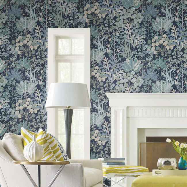 Forest Floor Navy Wallpaper - York Wallcoverings - BL1812