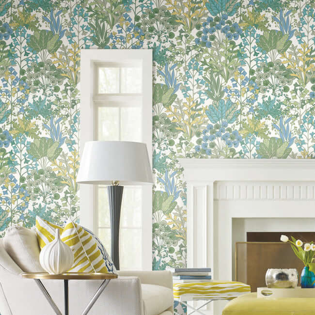 forest-floor-white-green-wallpaper-york-wallcoverings-bl1814 - York Wallcoverings Wallpaper