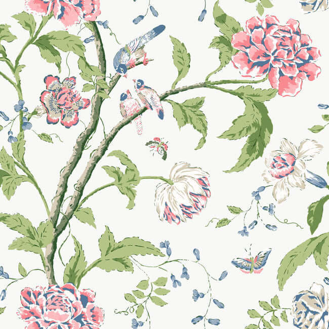 teahouse-floral-white-blush-wallpaper-york-wallcoverings-bl1785 - York Wallcoverings Wallpaper