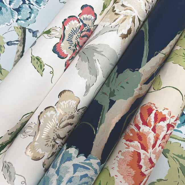 Teahouse Floral White & Blush Wallpaper - York Wallcoverings - BL1785 - York Wallcoverings Wallpaper