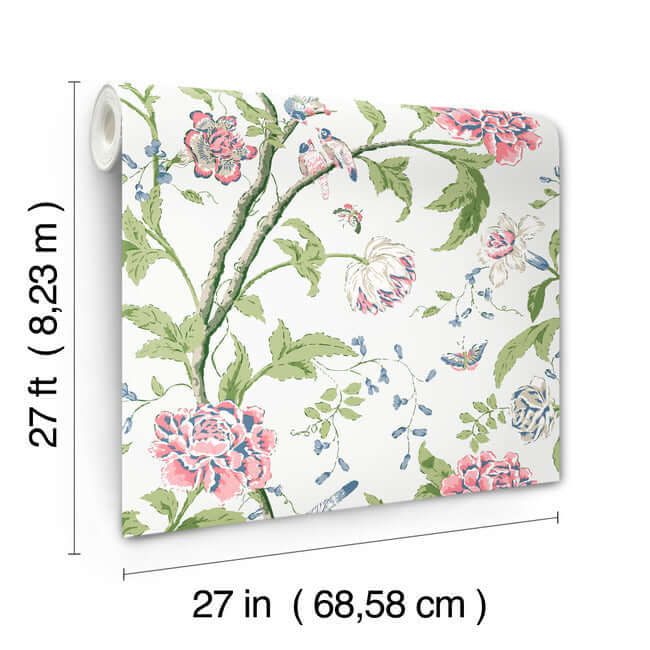 teahouse-floral-white-blush-wallpaper-york-wallcoverings-bl1785 - York Wallcoverings Wallpaper