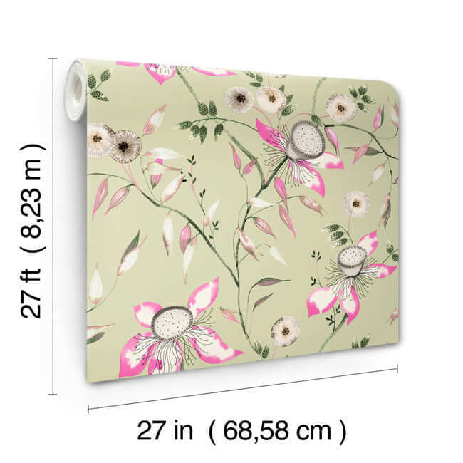 dream-blossom-light-green-wallpaper-york-wallcoverings-bl1791 - York Wallcoverings Wallpaper