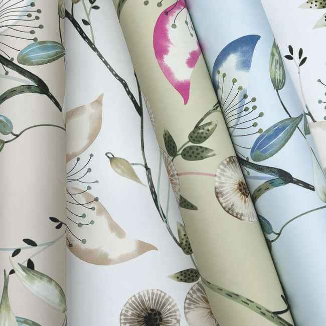 Dream Blossom Taupe & Aqua Wallpaper - York Wallcoverings - BL1794 - York Wallcoverings Wallpaper
