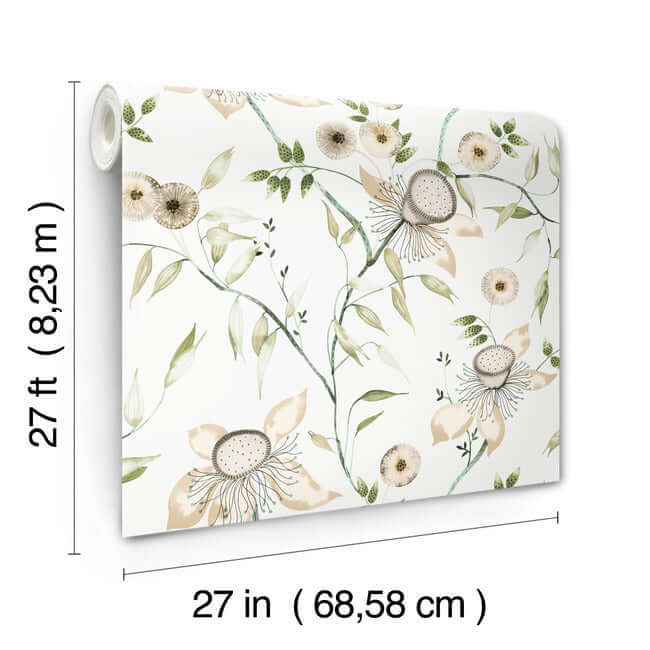 dream-blossom-white-green-wallpaper-york-wallcoverings-bl1793 - York Wallcoverings Wallpaper