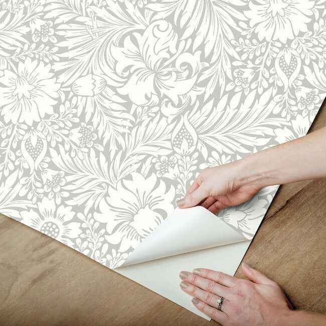 Modern Acanthus Mist Peel & Stick Wallpaper - York Wallcoverings - PSW1444RL - York Wallcoverings Wallpaper