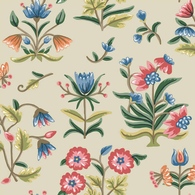 heirloom-floral-taupe-multi-peel-stick-wallpaper-york-wallcoverings-psw1447rl - York Wallcoverings Wallpaper
