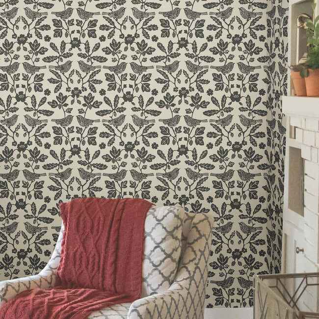 Sparrow & Oak Linen & Charcoal Peel & Stick Wallpaper - York Wallcoverings - PSW1442RL - York Wallcoverings Wallpaper