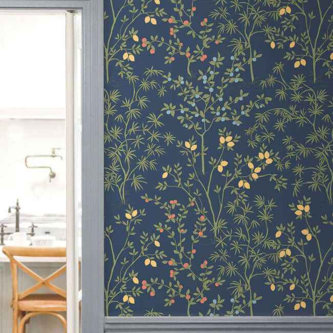 Lemon Grove Navy Peel & Stick Wallpaper - York Wallcoverings - PSW1454RL