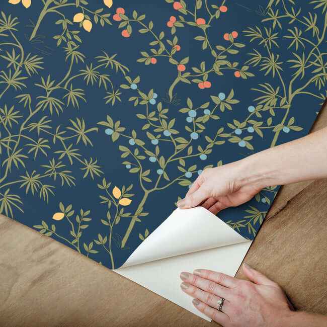 Lemon Grove Navy Peel & Stick Wallpaper - York Wallcoverings - PSW1454RL - York Wallcoverings Wallpaper