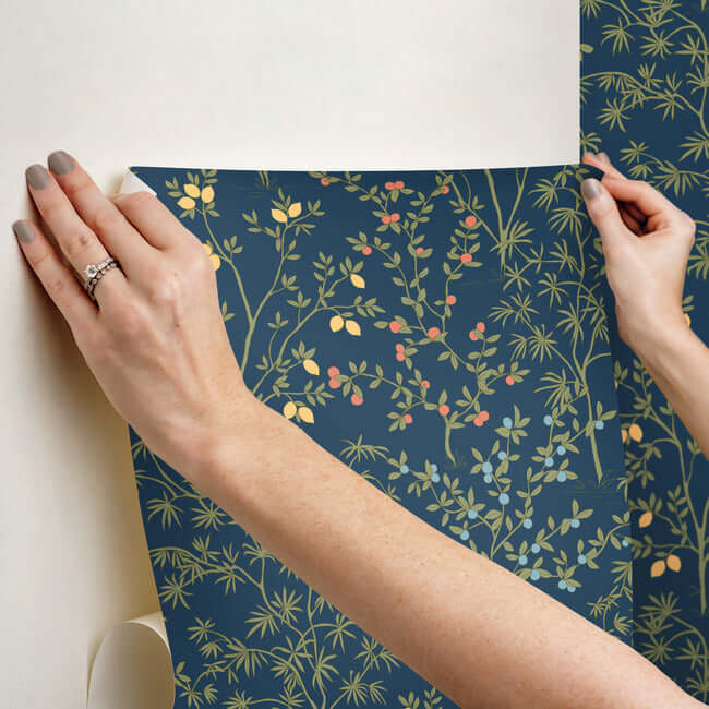 lemon-grove-navy-peel-stick-wallpaper-york-wallcoverings-psw1454rl - York Wallcoverings Wallpaper