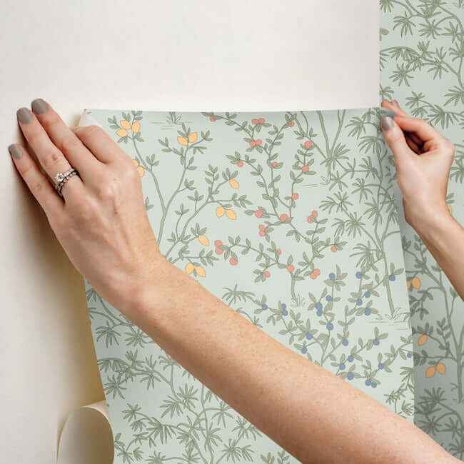 Lemon Grove Vintage Duck Egg Peel & Stick Wallpaper - York Wallcoverings - PSW1453RL - York Wallcoverings Wallpaper