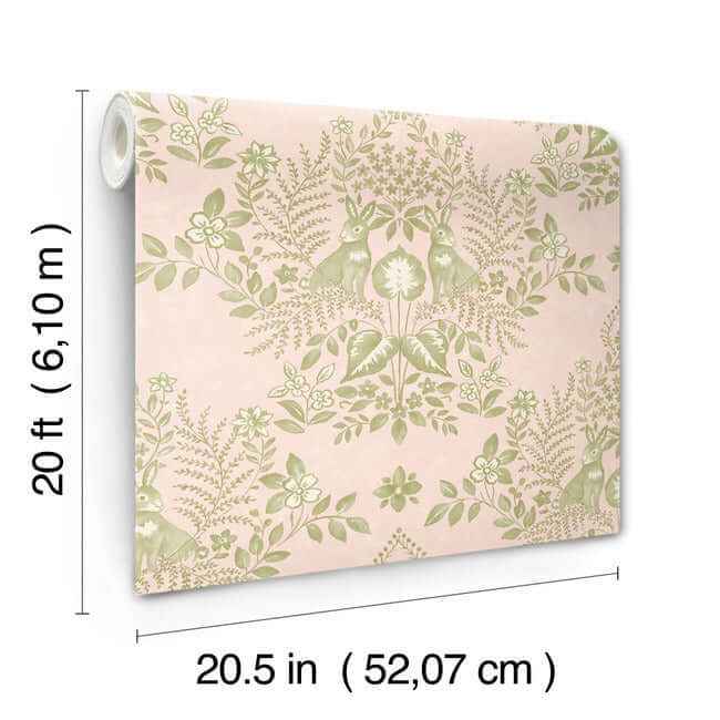 Cottontail Toile Pink & Chartreuse Peel & Stick Wallpaper - York Wallcoverings - PSW1432RL - York Wallcoverings Wallpaper