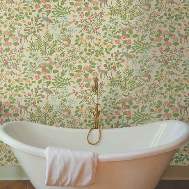 Woodland Floral Linen Peel & Stick Wallpaper - York Wallcoverings - PSW1436RL - York Wallcoverings Wallpaper