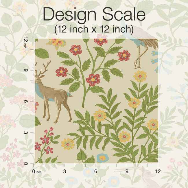 Woodland Floral Linen Peel & Stick Wallpaper - York Wallcoverings - PSW1436RL - York Wallcoverings Wallpaper