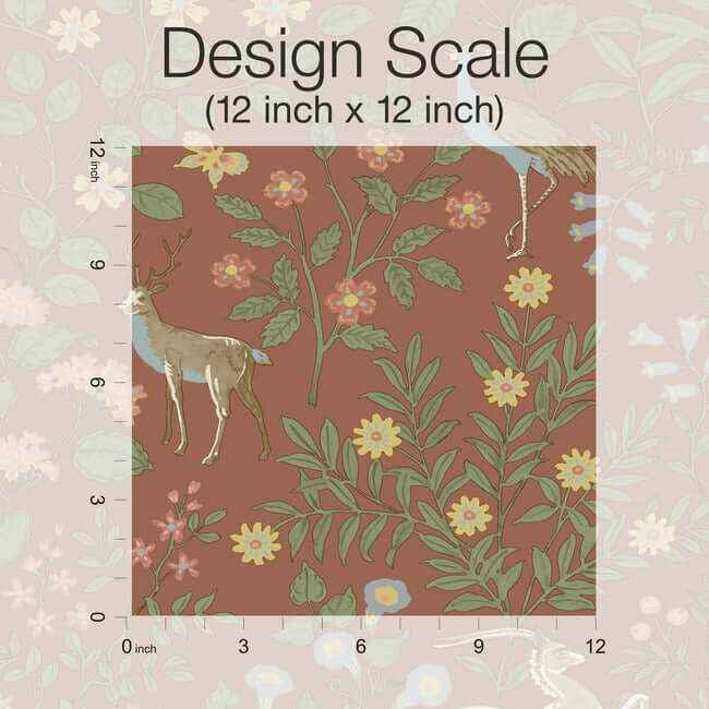 Woodland Floral Rust Peel & Stick Wallpaper - York Wallcoverings - PSW1438RL - York Wallcoverings Wallpaper