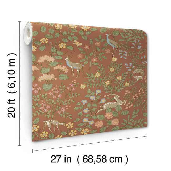 Woodland Floral Rust Peel & Stick Wallpaper - York Wallcoverings - PSW1438RL - York Wallcoverings Wallpaper