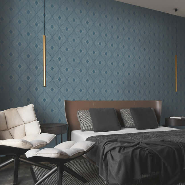 harlowe-blue-silver-wallpaper-york-wallcoverings-md7131 - York Wallcoverings Wallpaper
