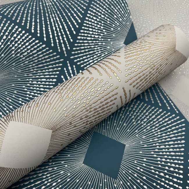 Harlowe Blue & Silver Wallpaper - York Wallcoverings - MD7131 - York Wallcoverings Wallpaper
