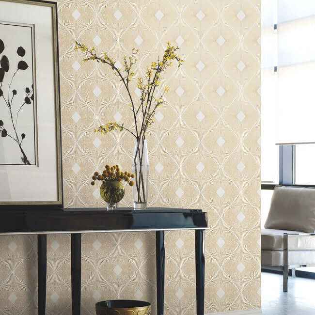 Harlowe White & Gold Wallpaper - York Wallcoverings - NW3592 - York Wallcoverings Wallpaper