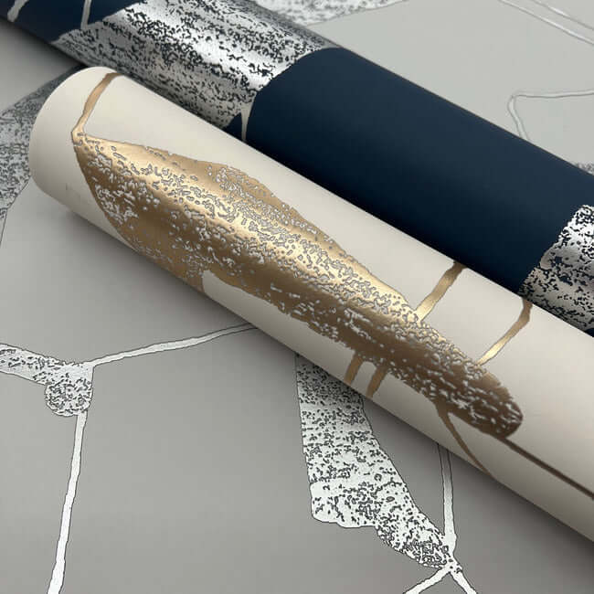 abstract-geo-navy-silver-wallpaper-york-wallcoverings-md7112 - York Wallcoverings Wallpaper