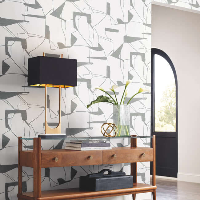 abstract-geo-white-silver-wallpaper-york-wallcoverings-md7114 - York Wallcoverings Wallpaper