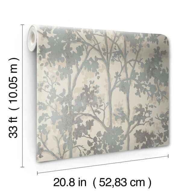 Shimmering Foliage Cream & Silver Wallpaper - York Wallcoverings - MD7141 - York Wallcoverings Wallpaper