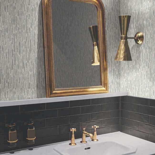 Metallic Cascade Cream & Silver Wallpaper - York Wallcoverings - MD7151 - York Wallcoverings Wallpaper