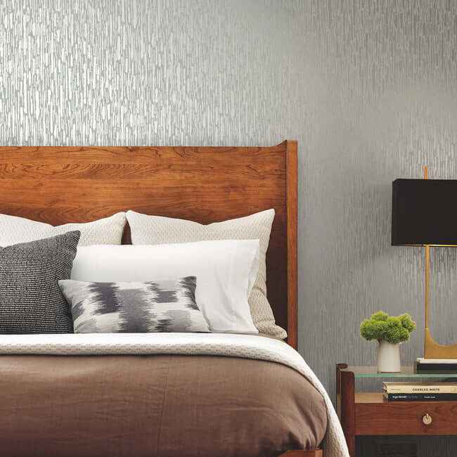 Metallic Cascade Pale Green & Silver Wallpaper - York Wallcoverings - MD7153 - York Wallcoverings Wallpaper