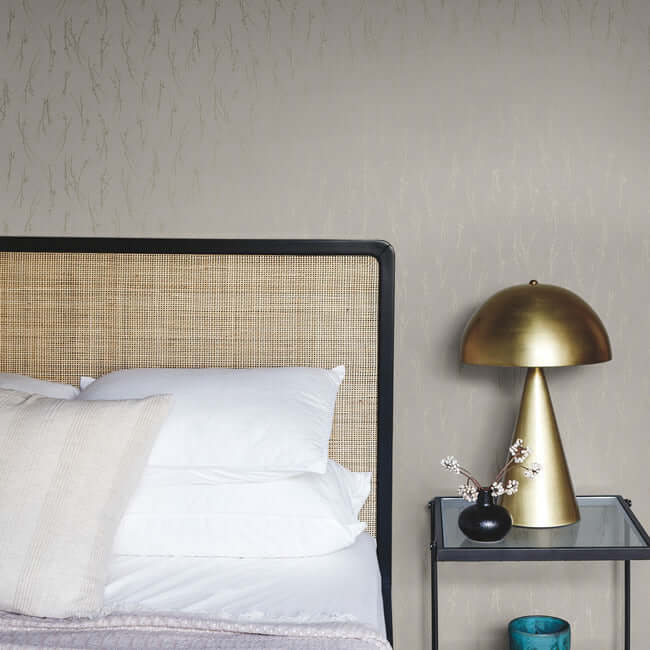 sprigs-light-grey-gold-wallpaper-york-wallcoverings-md7191 - York Wallcoverings Wallpaper